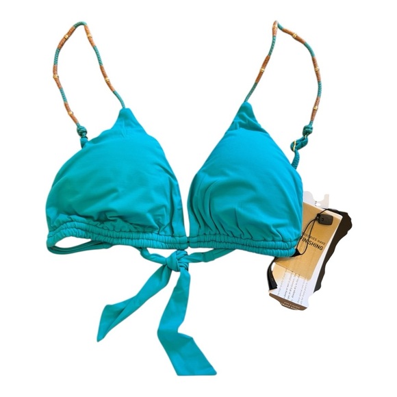 VIX PAULA HERMANNY Laura Tri Parallel Bikini Top In Blue NWT - Picture 2 of 6